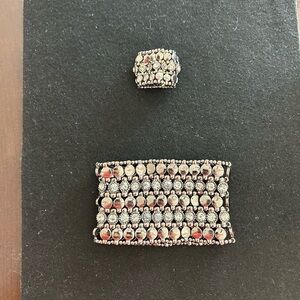 Silver and Black Beaded Jewelry Set in Box